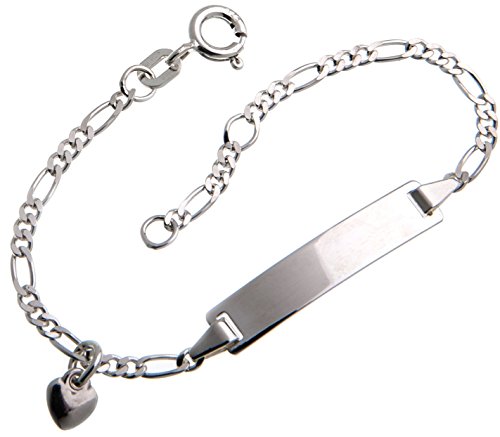 Silberketten Store Baby- & Kinder ID Armband mit Herz-Anhänger inkl. Gravur & Geschenksäckchen I aus 925 Silber I nickelfrei & allergiker-geeignet I 10 verschiedene Schriftarten I 14 cm von Silberketten Store
