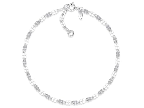 Silberketten Store DEIN SCHMUCK ONLINE SHOP Edle Fußkette Plättchen mit einer Breite von 3,4mm |echt 925 Silber | hochglanzpoliert mit Federringverschluß von Silberketten Store