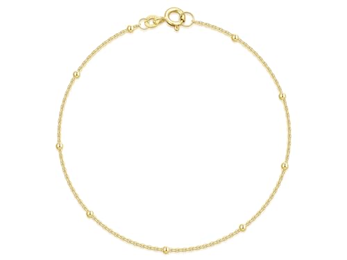 Silberketten Store DEIN SCHMUCK ONLINE SHOP Edles Erbskette Armband Breite 1mm mit Kugeln | aus echt 333 Gold | hochglanzpoliert | mit Federringverschluß von Silberketten Store
