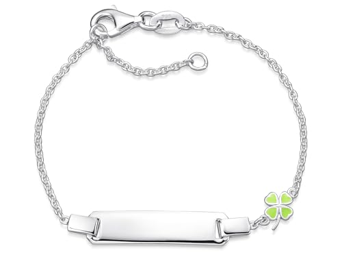Silberketten Store DEIN SCHMUCK ONLINE SHOP Kinder/Baby Gravur-Armband Erbse 1,5mm mit kleinem Kleeblatt |inklusive Gravur | echt 925 Silber von Silberketten Store