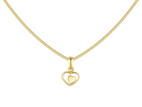 Silberketten Store DEIN SCHMUCK ONLINE SHOP Panzerkette Breite 1,2mm mit edlem Anhänger Herz in Herz | aus echt 333 Gold | hochglanzpoliert | mit Federringverschluß von Silberketten Store