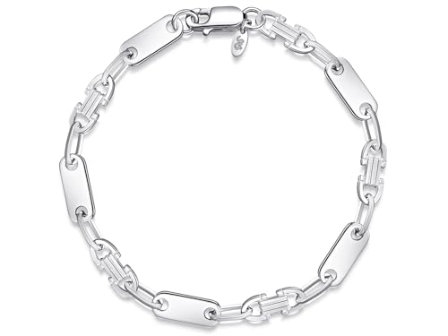 Silberketten Store DEIN SCHMUCK ONLINE SHOP Plattenkette Steigbügelkette Armband mit einer Breite von 6mm |echt 925 Silber | hochglanzpoliert mit stabilem Karabinerverschluß von Silberketten Store