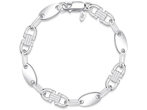 Silberketten Store DEIN SCHMUCK ONLINE SHOP Plattenkette Steigbügelkette Armband mit einer Breite von 8,5mm |echt 925 Silber | hochglanzpoliert mit stabilem Karabinerverschluß von Silberketten Store