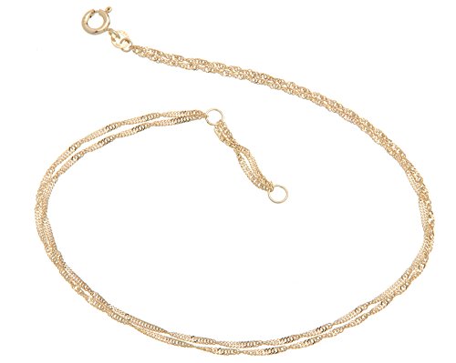 Silberketten Store Fußkette Singapur 2reihig - 1,4mm Durchmesser - 333 Gelbgold, Länge wählbar von 23-30cm von Silberketten Store
