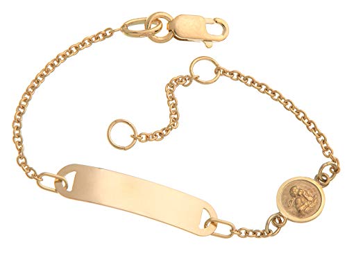 Silberketten Store Kinder/Baby Gravur-Armband Mod. IDBo-2 Taufarmband 375 Gold Länge von 12-16cm inklusive Gravur von Silberketten Store