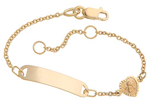 Silberketten Store Kinder/Baby Gravur-Armband Mod. IDBo-3 Taufarmband 375 Gold Länge von 12-16cm inklusive Gravur von Silberketten Store