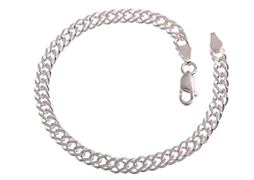 Zwillingspanzerkette Armband 5,5mm breit - 925 Sterling Silber, Länge 16-25cm von Silberketten Store