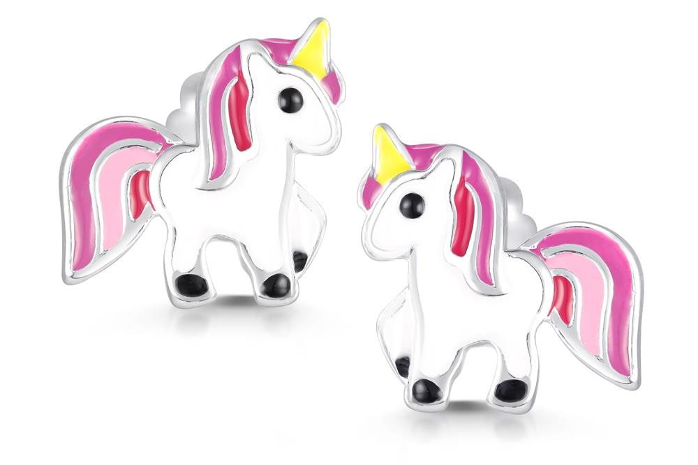 Silberkettenstore Creolen-Set Ohrstecker Einhorn - 925 Silber von Silberkettenstore