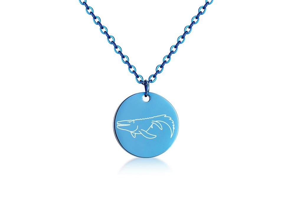 Silberkettenstore Edelstahlkette Halskette mit Anhänger Mosasaurus - Edelstahl, blue, Länge 40cm von Silberkettenstore