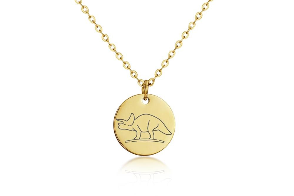 Silberkettenstore Edelstahlkette Halskette mit Anhänger Triceratops - Edelstahl, gold, Länge 45cm von Silberkettenstore