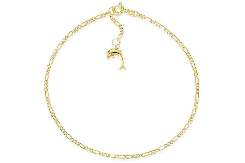 Silberkettenstore Fußkette Figarofußkette 2mm mit Anhänger Delfin - echt 585 Gold, Länge 26cm von Silberkettenstore