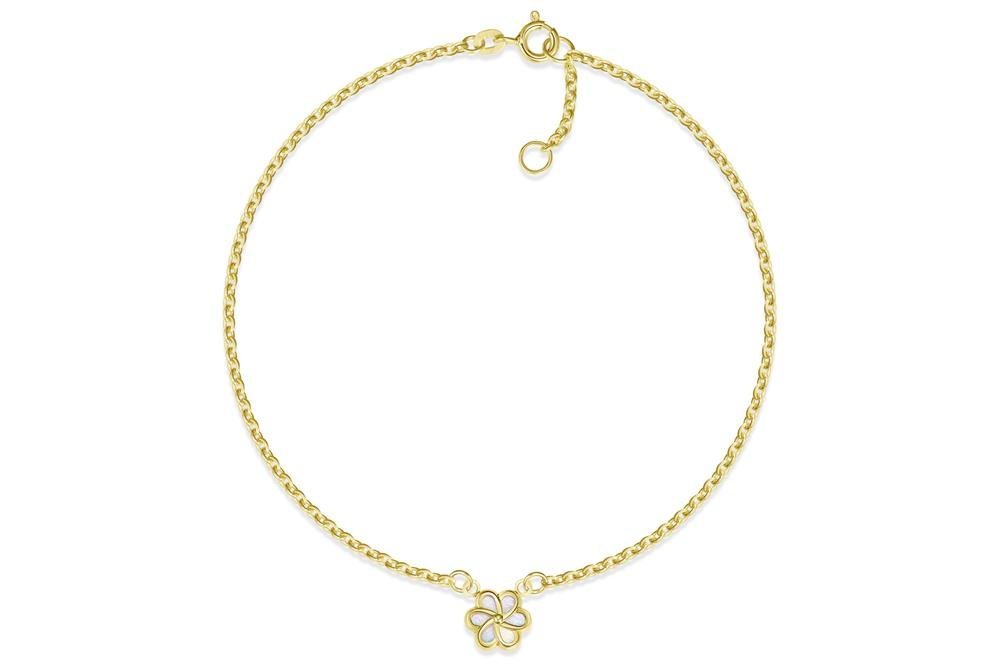 Silberkettenstore Fußkette Fußkette Erbse 1,8mm mit Blüten - echt 585 Gold, Länge von Silberkettenstore