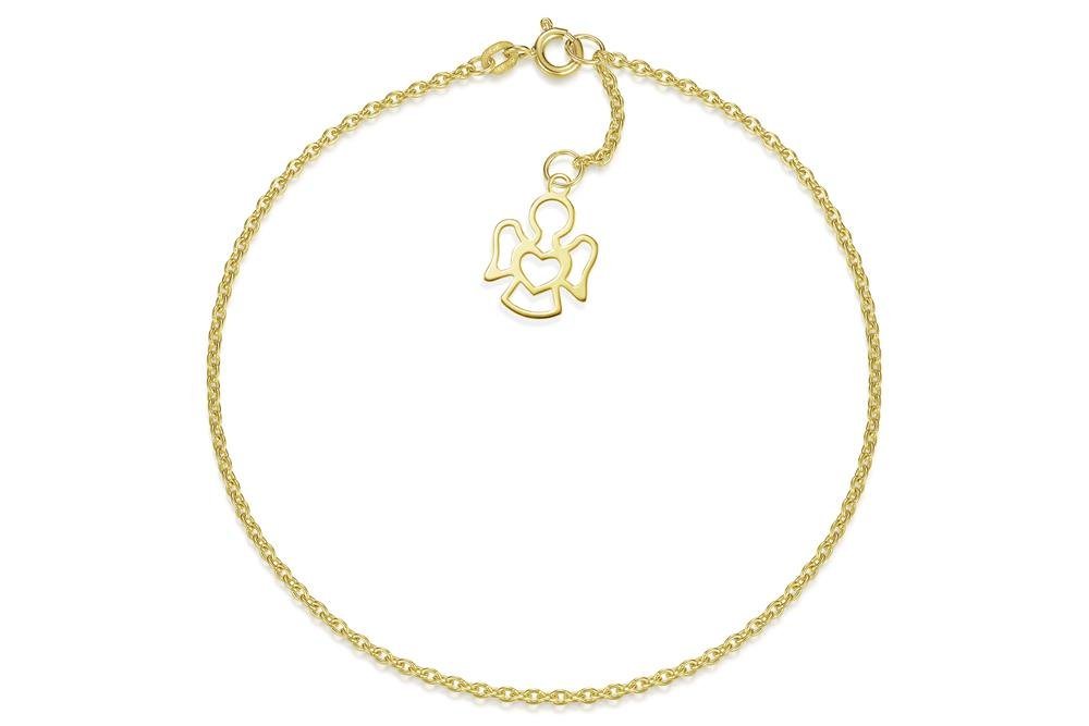 Silberkettenstore Fußkette Fußkette Erbse 1,8mm mit Engel -echt 585 Gold, Länge 24cm von Silberkettenstore