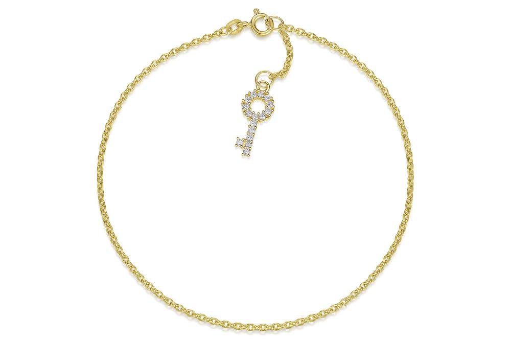 Silberkettenstore Fußkette Fußkette Erbse 1,8mm mit Schlüssel - echt 585 Gold, Länge 23cm von Silberkettenstore