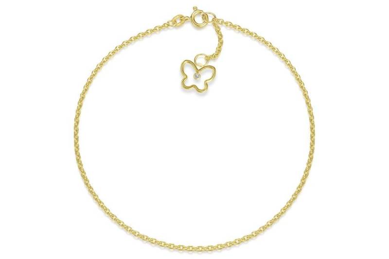 Silberkettenstore Fußkette Fußkette Erbse 1,8mm mit Schmetterling - echt 585 Gold, Länge: 27cm von Silberkettenstore