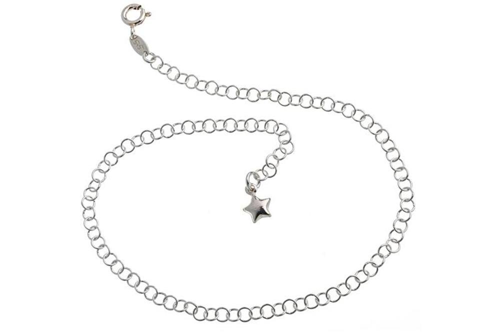 Silberkettenstore Fußkette Fußkette Erbse 3,5mm mit Stern - 925 Silber, Länge wählbar von 23-30cm von Silberkettenstore