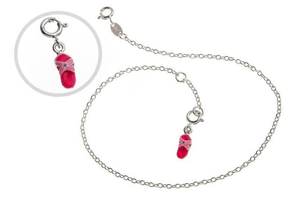 Silberkettenstore Fußkette Fußkette Erbskette 2mm mit Flip Flop-Anhänger, rosa - 925 Silber von Silberkettenstore