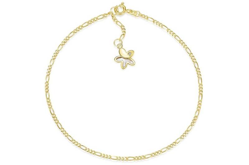 Silberkettenstore Fußkette Fußkette Figaro 2mm mit Blume - echt 585 Gold, Länge wählbar von Silberkettenstore