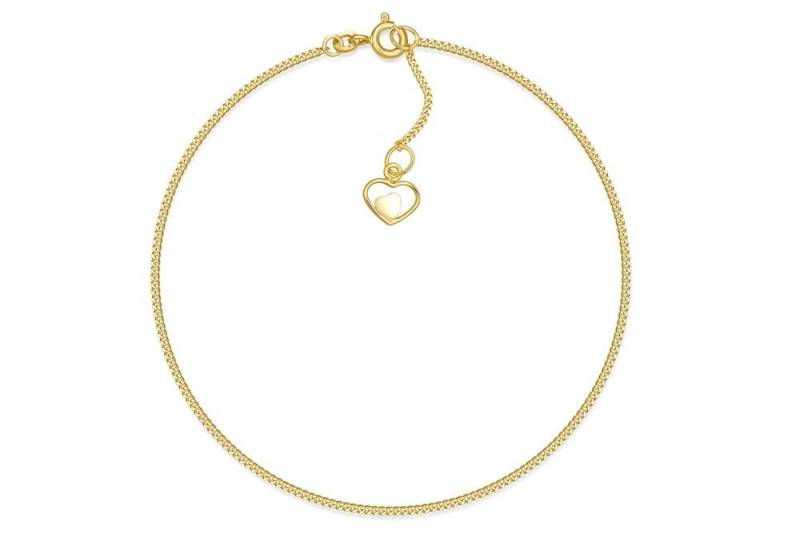 Silberkettenstore Fußkette Fußkette Panzer 1,2 mit Herz in Herz - echt 333 Gold von Silberkettenstore
