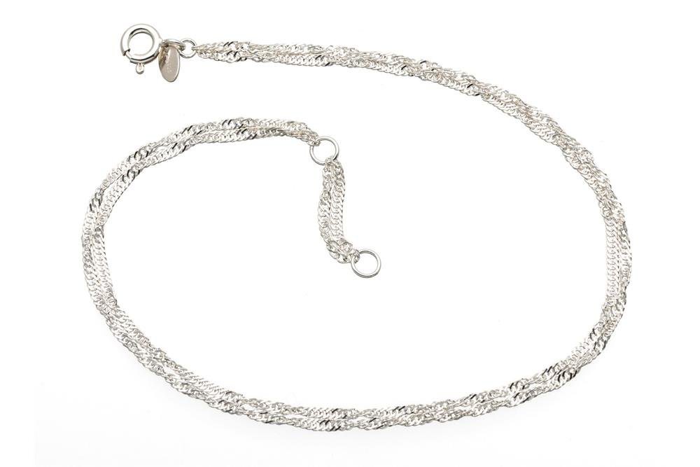 Silberkettenstore Fußkette Fußkette Singapur 2reihig 1,8mm - 925 Silber, wählbar von 23-30cm von Silberkettenstore