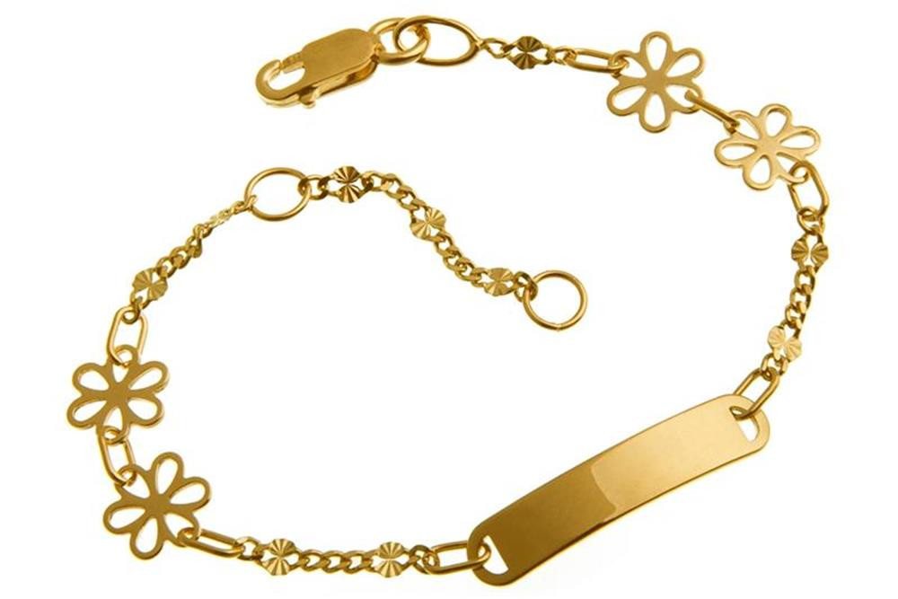 Silberkettenstore Goldarmband Kinder-Gravurarmband Blumen - 585 Gelbgold von Silberkettenstore