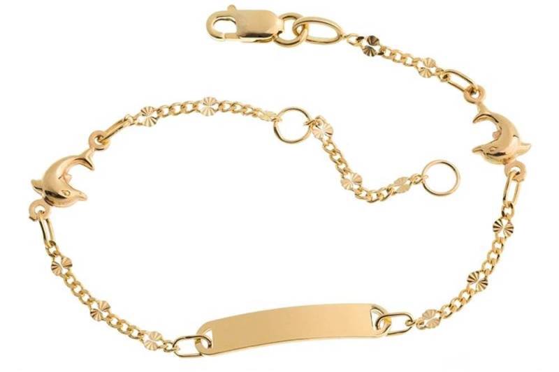 Silberkettenstore Goldarmband Kinder-Gravurarmband Delphin - 375 Gelbgold, Länge wählbar von Silberkettenstore