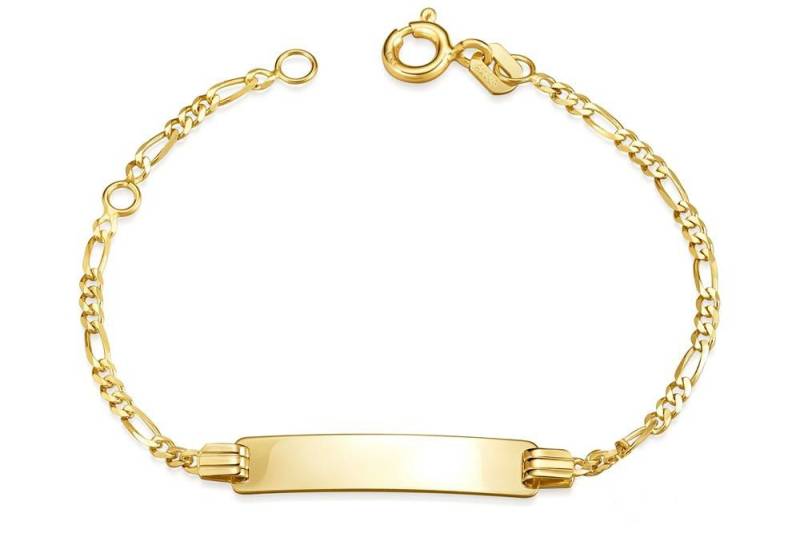 Silberkettenstore Goldarmband Kinder-Gravurarmband Figaro 2mm - 333 Gelbgold, Länge wählbar von Silberkettenstore