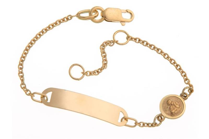 Silberkettenstore Goldarmband Kinder-Gravurarmband Mod. IDBo-2 - 375 Gelbgold, Länge wählbar von Silberkettenstore