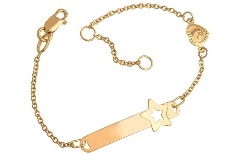 Silberkettenstore Goldarmband Kinder-ID-Armband Star Engel II - 375 Gelbgold, Länge wählbar von Silberkettenstore