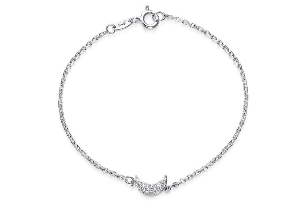 Silberkettenstore Silberarmband Ankerkette Armband 1,7mm mit Mond - 925 Silber, Länge wählbar von Silberkettenstore