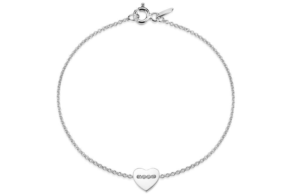 Silberkettenstore Silberarmband Erbskette Armband 1,3mm mit Herz - 925 Silber, Länge wählbar von Silberkettenstore