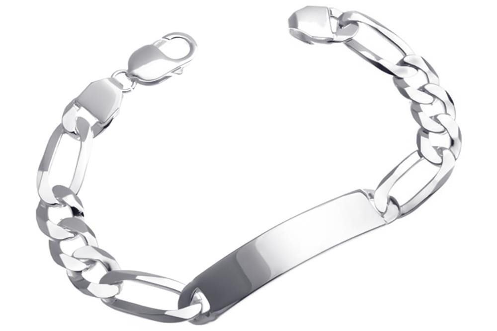 Silberkettenstore Silberarmband Figaro-Gravurarmband 10mm - 925 Silber, Länge wählbar von 19-24cm von Silberkettenstore