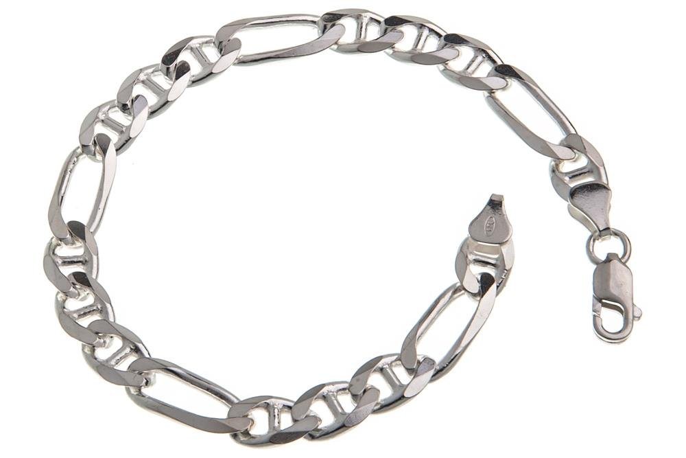 Silberkettenstore Silberarmband Figaruccikette Armband 7,5mm - 925 Silber, Länge wählbar von 16-25cm von Silberkettenstore