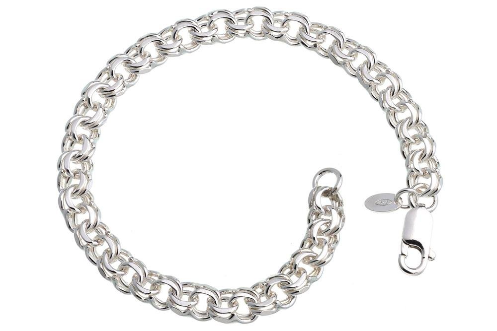 Silberkettenstore Silberarmband Garibaldikette Armband 7mm - 925 Silber, Länge wählbar von 16-25cm von Silberkettenstore