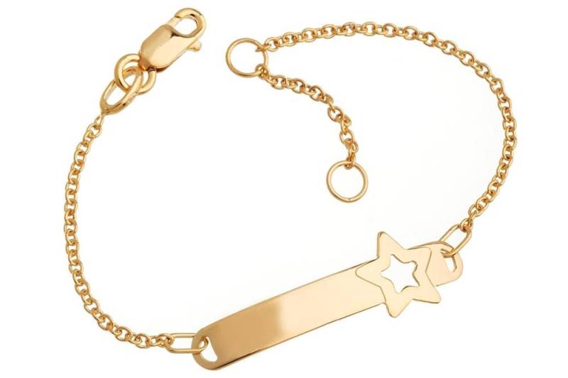 Silberkettenstore Silberarmband Kinder-ID-Armband Star - 375 Gelbgold von Silberkettenstore