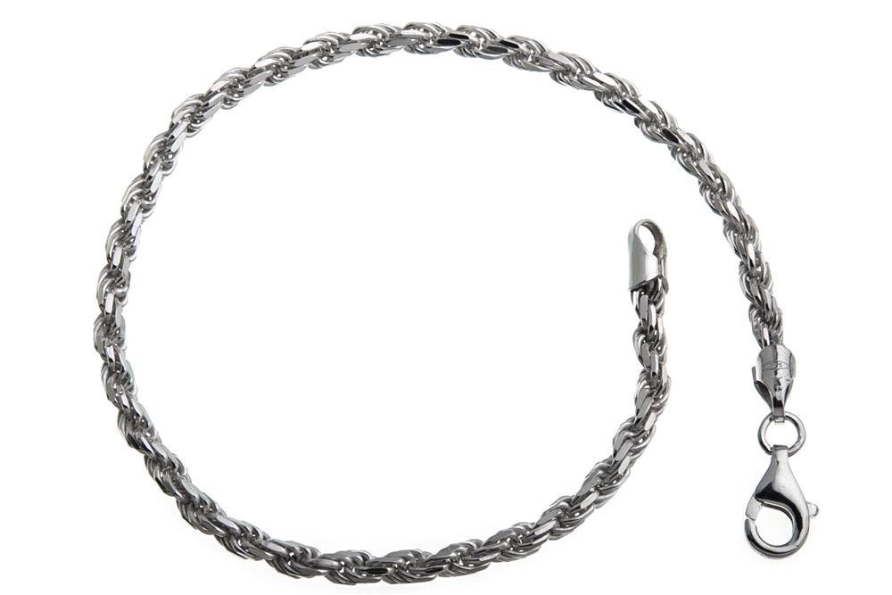 Silberkettenstore Silberarmband Kordelkette Armband 3mm - 925 Silber, Länge wählbar von 16-25cm von Silberkettenstore