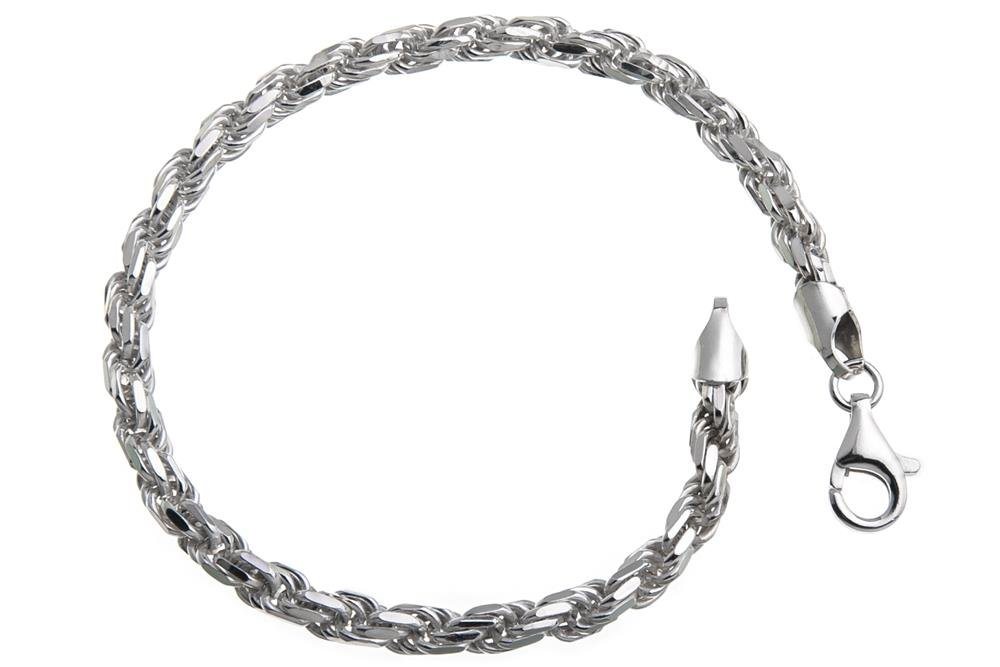 Silberkettenstore Silberarmband Kordelkette Armband 4,5mm - 925 Silber, Länge wählbar von 16-25cm von Silberkettenstore