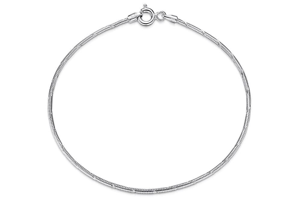 Silberkettenstore Silberarmband Schlangenkette Armband, geprägt 1,4mm - 925 Silber, Länge wählbar von Silberkettenstore