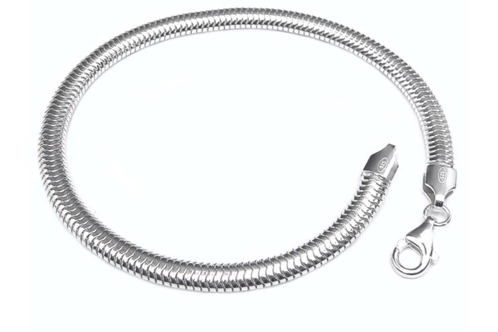 Silberkettenstore Silberarmband Schlangenkette Armband, oval 4,5mm - 925 Silber, Länge wählbar von Silberkettenstore