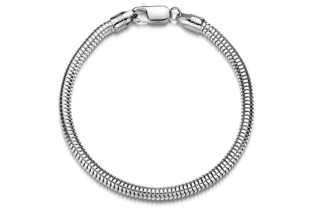 Silberkettenstore Silberarmband Schlangenkette Armband 4mm - 925 Silber, Länge wählbar von 16-25cm von Silberkettenstore