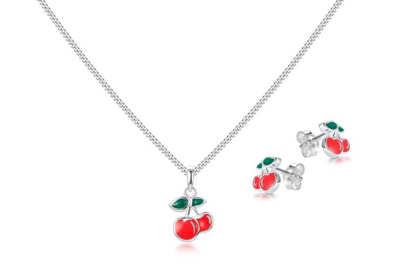 Silberkettenstore Silberkette Kinder Schmuckset Kirsche - 925 Silber, 3teilig von Silberkettenstore