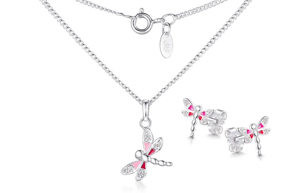 Silberkettenstore Silberkette Kinder Schmuckset Libelle - 925 Silber, 3teilig von Silberkettenstore