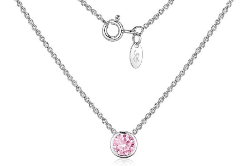 Silberkettenstore Silberkette Schmuckset Erbskette 1,3mm mit fliegendem Stein, rosa - 925 Silber von Silberkettenstore