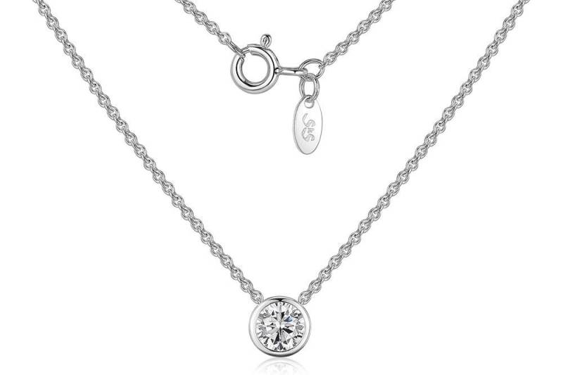 Silberkettenstore Silberkette Schmuckset Erbskette 1,3mm mit fliegendem Stein, weiß - 925 Silber von Silberkettenstore