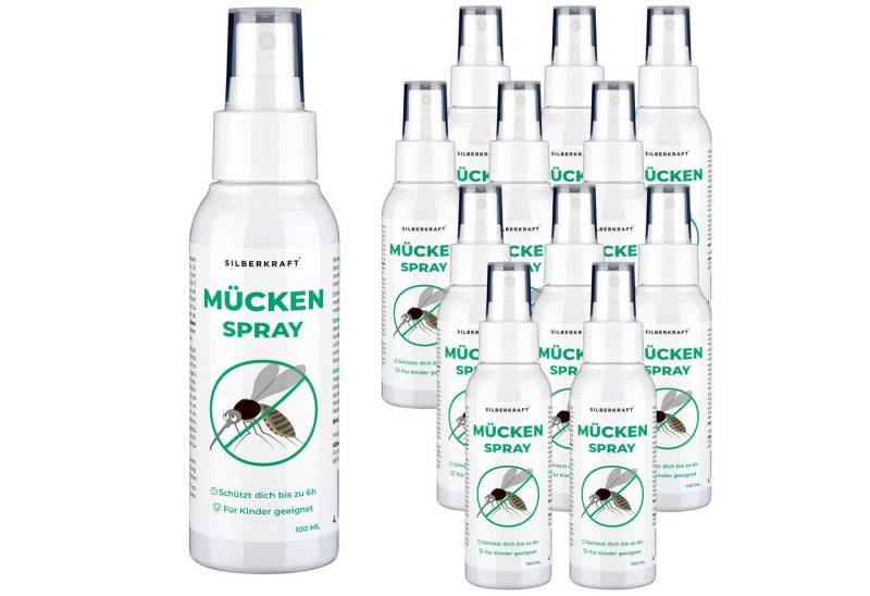 Silberkraft Insektenschutz-Spray Silberkraft Mückenspray, für Babys ab 6 Monaten, Kinder & Erwachsene, 12-tlg., DEET-frei, schützt vor Mücken & Zecken Langzeitschutz bis zu 6 Stunden von Silberkraft