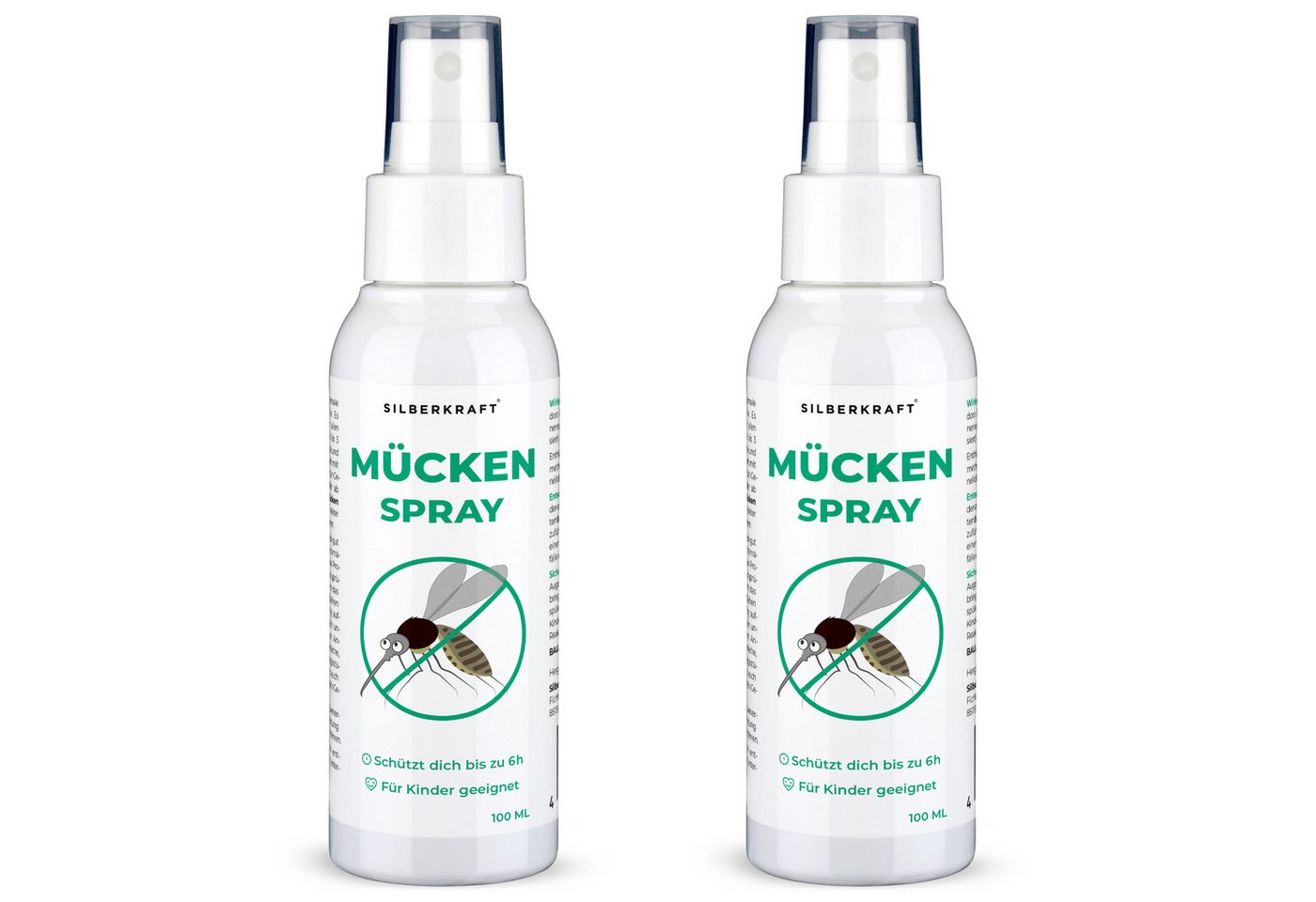 Silberkraft Insektenschutz-Spray Silberkraft Mückenspray, für Babys ab 6 Monaten, Kinder & Erwachsene, 2-tlg., DEET-frei, schützt vor Mücken & Zecken Langzeitschutz bis zu 6 Stunden von Silberkraft