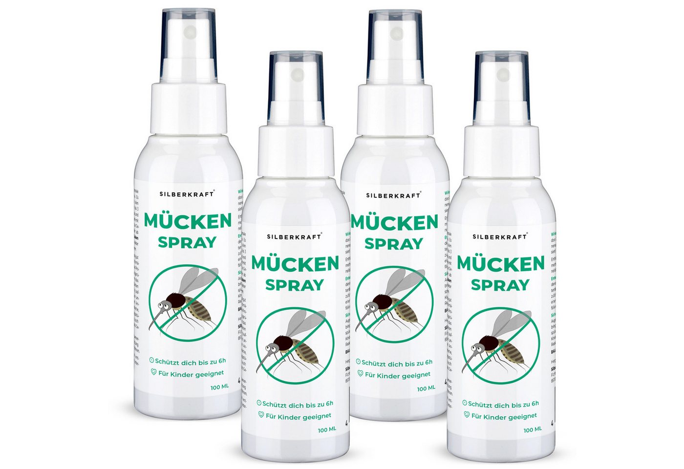 Silberkraft Insektenschutz-Spray Silberkraft Mückenspray, für Babys ab 6 Monaten, Kinder & Erwachsene, 4-tlg., DEET-frei, schützt vor Mücken & Zecken Langzeitschutz bis zu 6 Stunden von Silberkraft