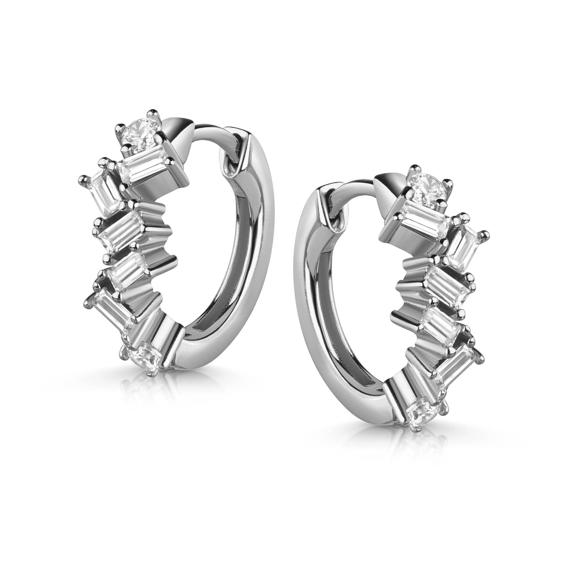 1x Paar Creolen Mit Zirkonia Steinen, 925Er Sterling Silber, Top Juwelier Qualität von Silberpoint