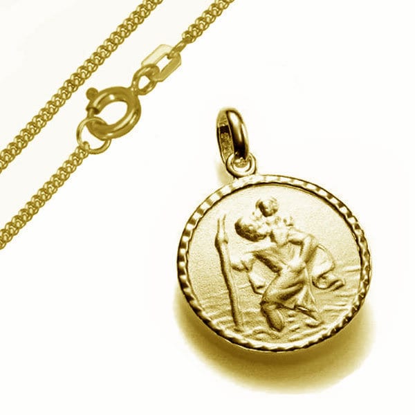 Anhänger Christopherus , Echt Gold333(8K, Mit Vergoldeter Panzerkette, Deutsche Hertstellung Anhänger Christopherus , Echt Gold333(8K, Mit Vergoldeter Panzerkette, Deutsche Hertstellung von Silberpoint