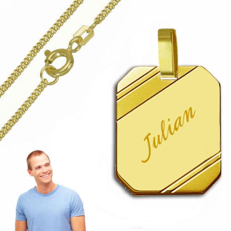 Anhänger Gravur Platte-Echt Gold /333-Inkl.silber Vergold. Kette Und von Silberpoint